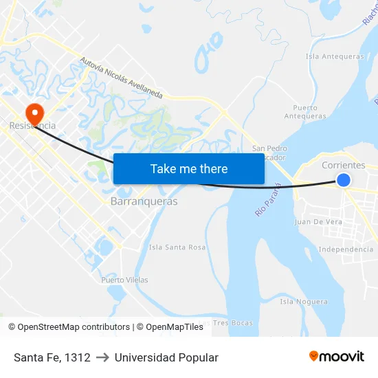 Santa Fe, 1312 to Universidad Popular map
