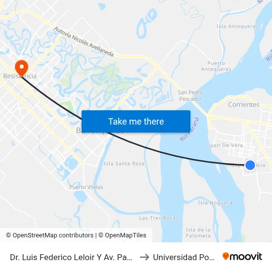 Dr. Luis Federico Leloir Y Av. Paysandu to Universidad Popular map
