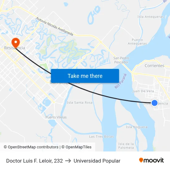 Doctor Luis F. Leloir, 232 to Universidad Popular map