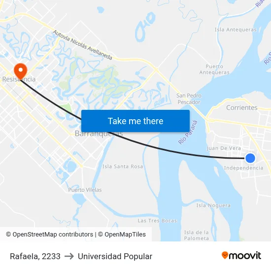 Rafaela, 2233 to Universidad Popular map