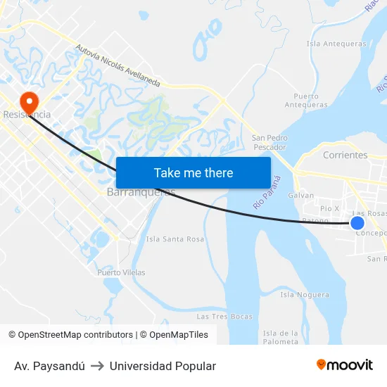 Av. Paysandú to Universidad Popular map