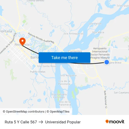 Ruta 5 Y Calle 567 to Universidad Popular map