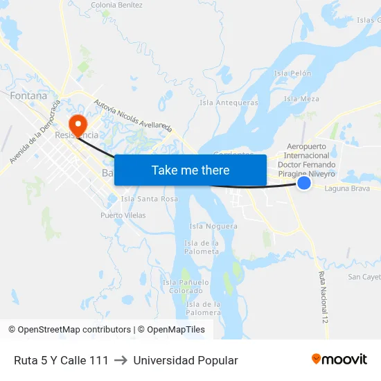 Ruta 5 Y Calle 111 to Universidad Popular map