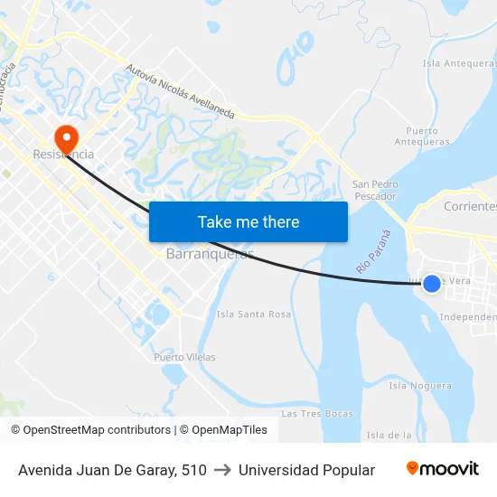 Avenida Juan De Garay, 510 to Universidad Popular map