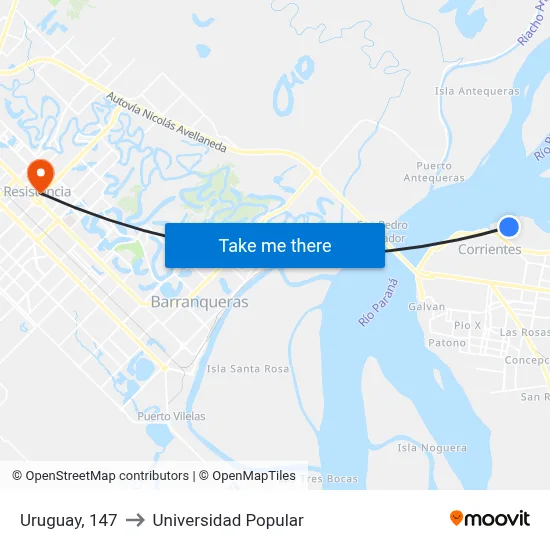 Uruguay, 147 to Universidad Popular map