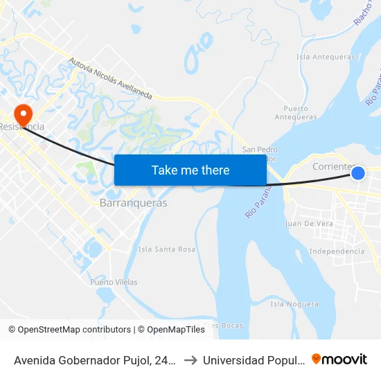 Avenida Gobernador Pujol, 2475 to Universidad Popular map