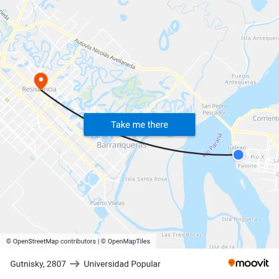 Gutnisky, 2807 to Universidad Popular map