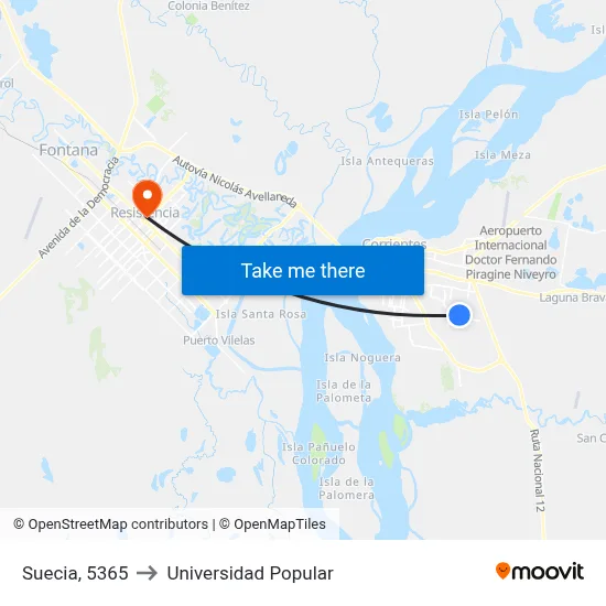 Suecia, 5365 to Universidad Popular map