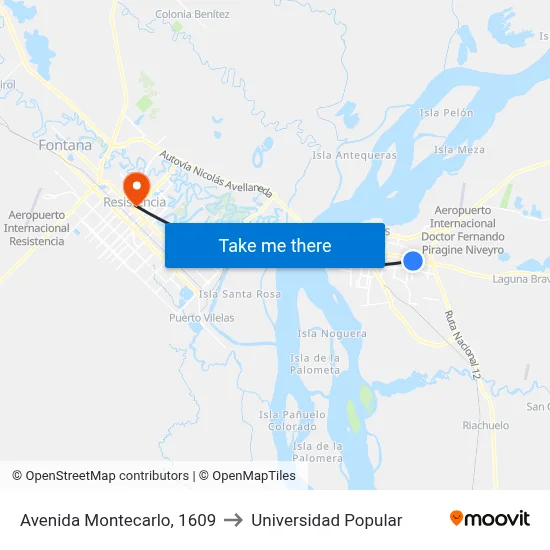 Avenida Montecarlo, 1609 to Universidad Popular map