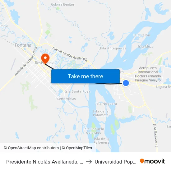 Presidente Nicolás Avellaneda, 3729 to Universidad Popular map