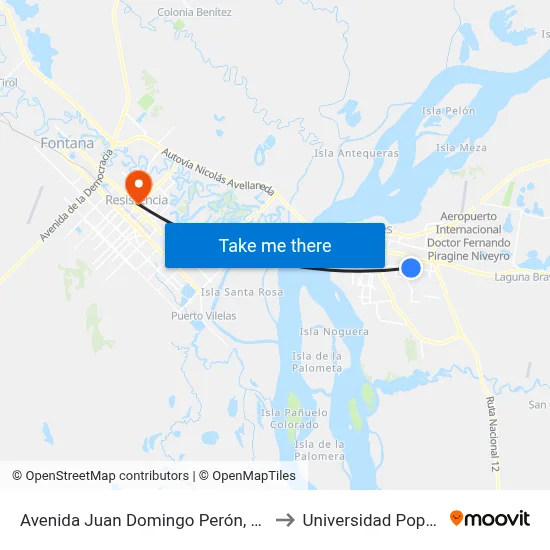 Avenida Juan Domingo Perón, 4490 to Universidad Popular map