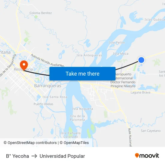B° Yecoha to Universidad Popular map