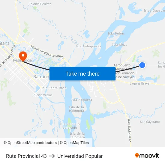 Ruta Provincial 43 to Universidad Popular map