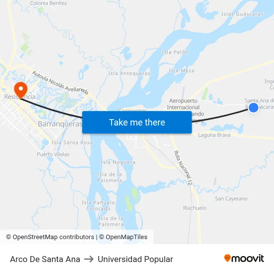 Arco De Santa Ana to Universidad Popular map