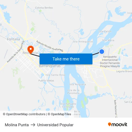 Molina Punta to Universidad Popular map