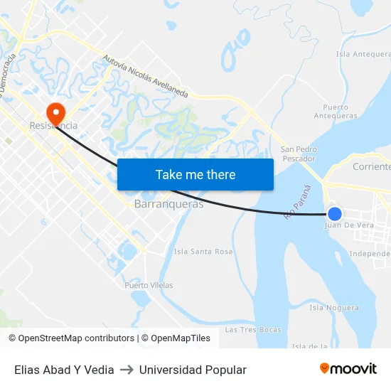 Elias Abad Y Vedia to Universidad Popular map