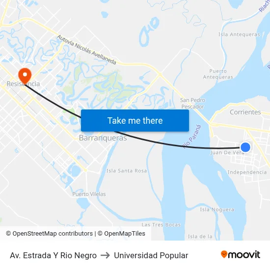 Av. Estrada Y Rio Negro to Universidad Popular map