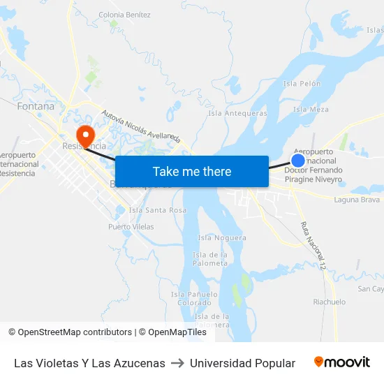 Las Violetas Y Las Azucenas to Universidad Popular map