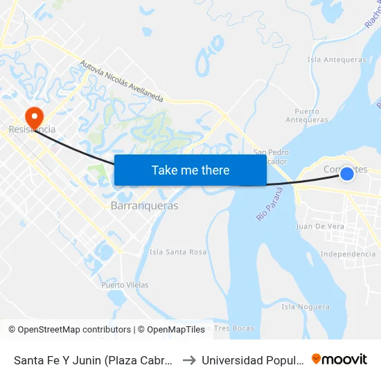 Santa Fe Y Junin (Plaza Cabral) to Universidad Popular map