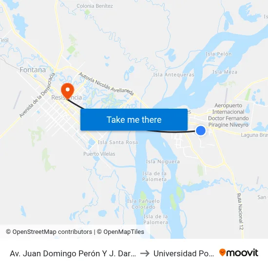 Av. Juan Domingo Perón Y J. Darragueira to Universidad Popular map