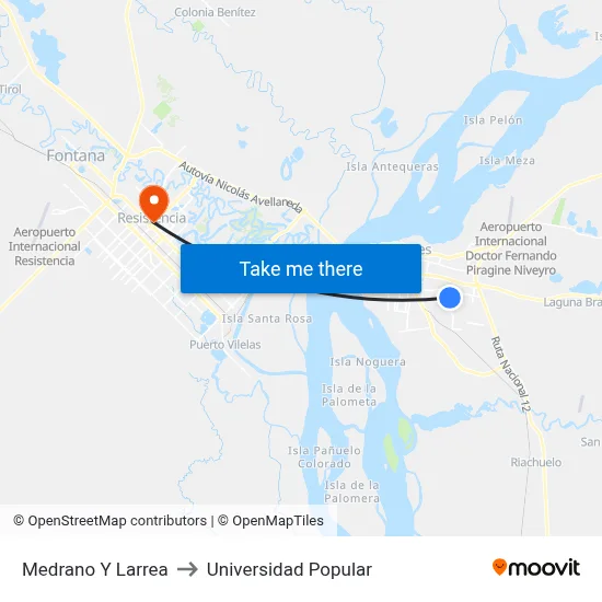 Medrano Y Larrea to Universidad Popular map