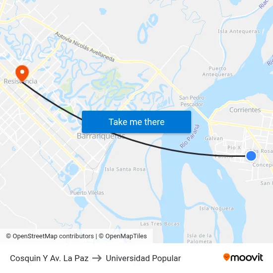 Cosquin Y Av. La Paz to Universidad Popular map
