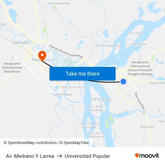 Av. Medrano Y Larrea to Universidad Popular map