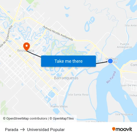 Parada to Universidad Popular map
