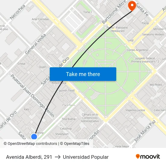 Avenida Alberdi, 291 to Universidad Popular map