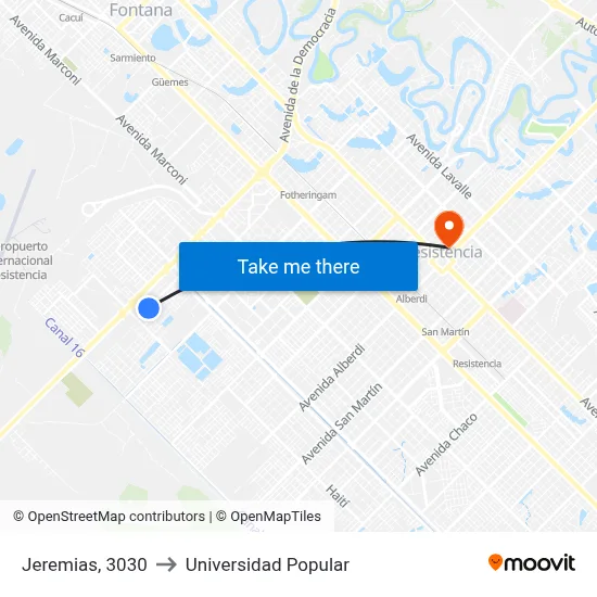 Jeremias, 3030 to Universidad Popular map