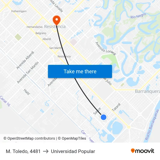 M. Toledo, 4481 to Universidad Popular map