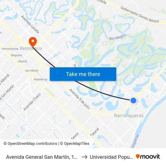 Avenida General San Martín, 1696 to Universidad Popular map