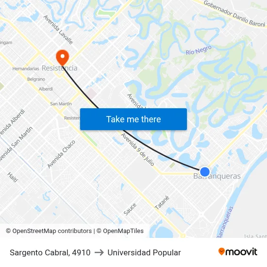 Sargento Cabral, 4910 to Universidad Popular map