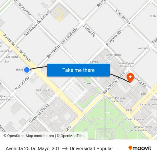 Avenida 25 De Mayo, 301 to Universidad Popular map