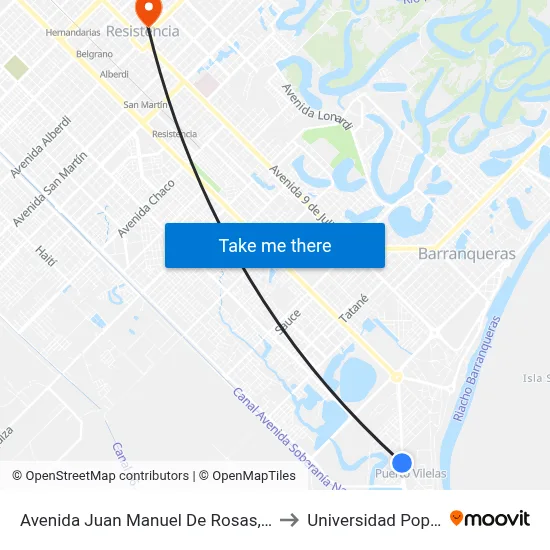Avenida Juan Manuel De Rosas, 1002 to Universidad Popular map