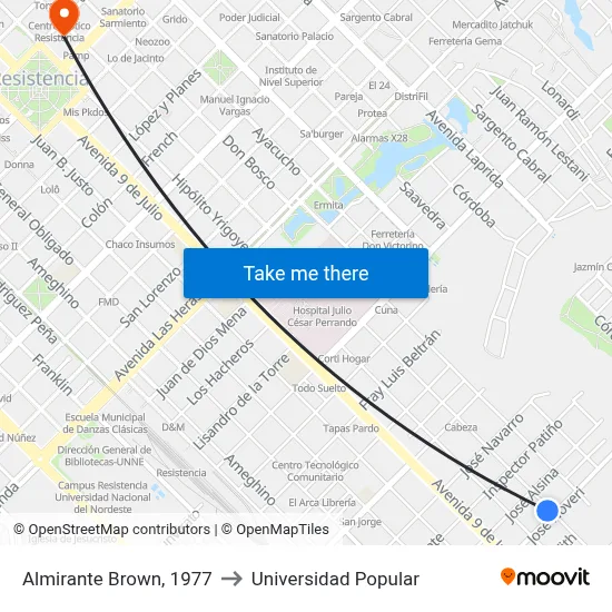 Almirante Brown, 1977 to Universidad Popular map