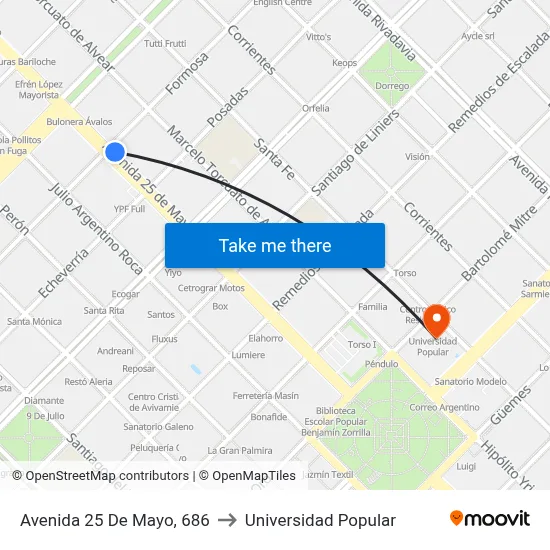 Avenida 25 De Mayo, 686 to Universidad Popular map