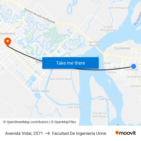 Avenida Vidal, 2571 to Facultad De Ingeniería Unne map