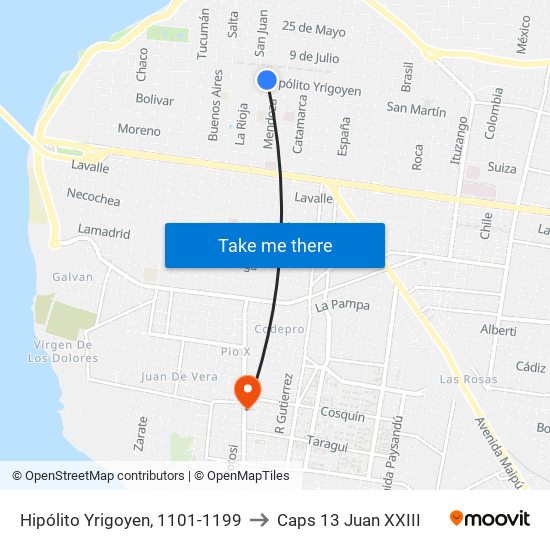 Hipólito Yrigoyen, 1101-1199 to Caps 13 Juan XXIII map