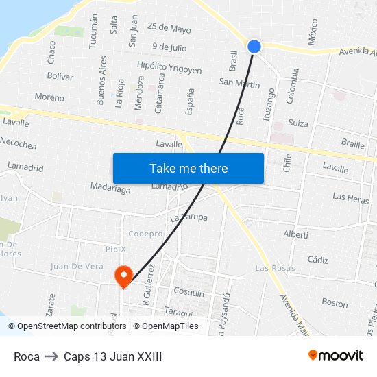 Roca to Caps 13 Juan XXIII map