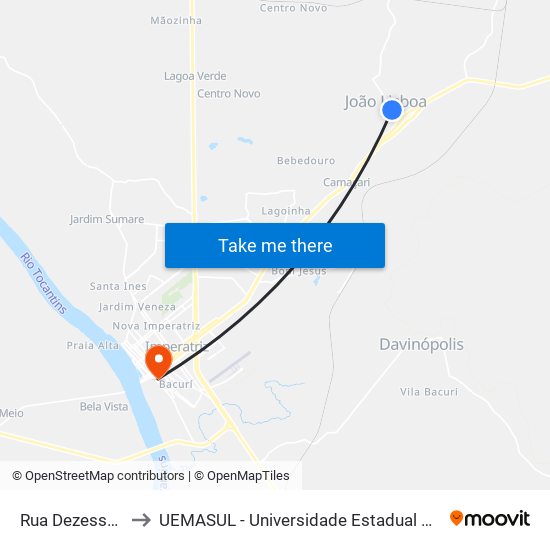 Rua Dezesseis, 522 (C/B) to UEMASUL - Universidade Estadual da Região Tocantina do Maranhão map