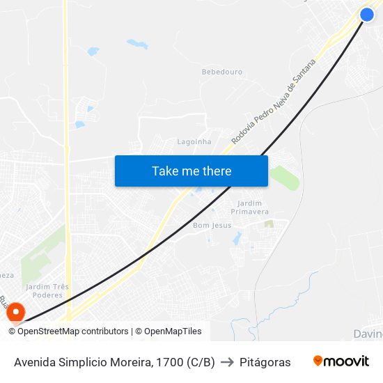 Avenida Simplicio Moreira, 1700 (C/B) to Pitágoras map