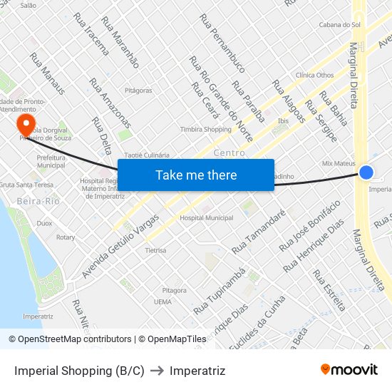 Imperial Shopping (B/C) to Imperatriz map