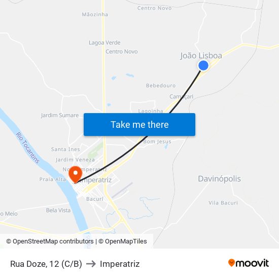 Rua Doze, 12 (C/B) to Imperatriz map