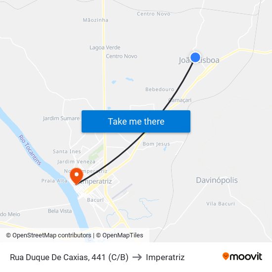 Rua Duque De Caxias, 441 (C/B) to Imperatriz map