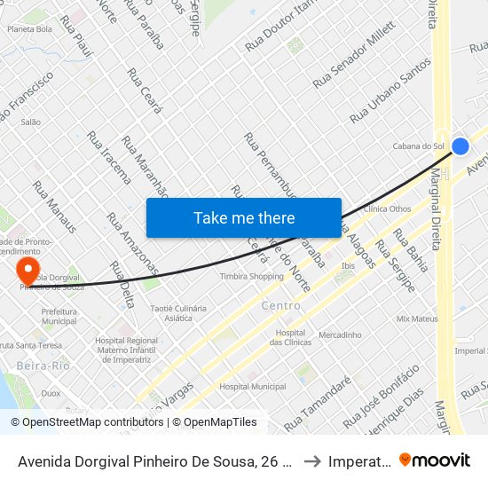 Avenida Dorgival Pinheiro De Sousa, 26 (B/C) to Imperatriz map