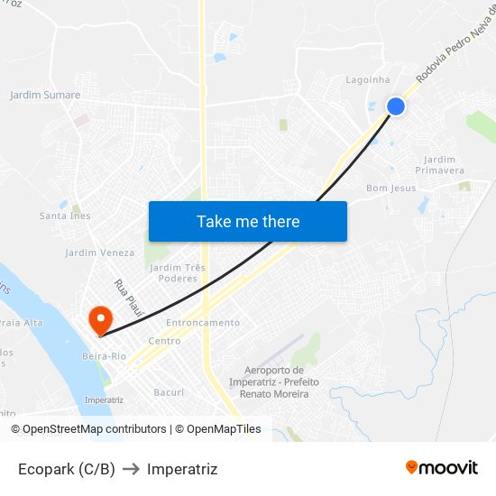Ecopark (C/B) to Imperatriz map