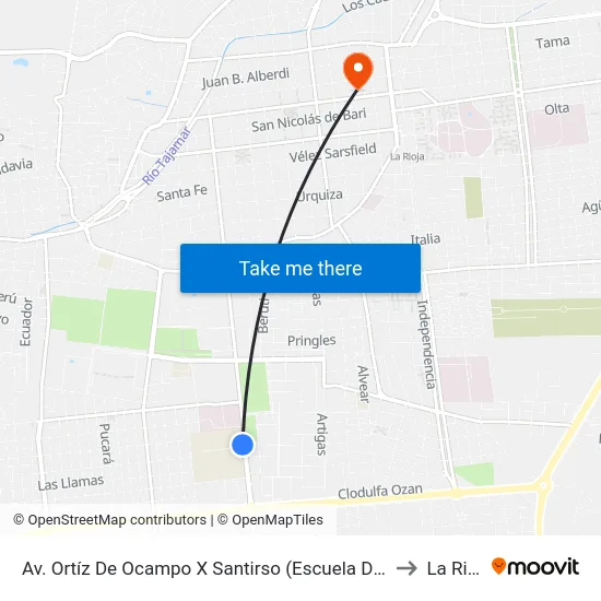 Av. Ortíz De Ocampo X Santirso (Escuela De Policía) to La Rioja map