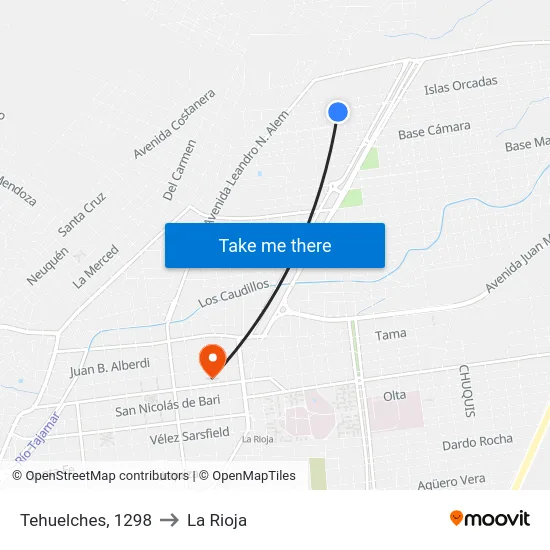 Tehuelches, 1298 to La Rioja map