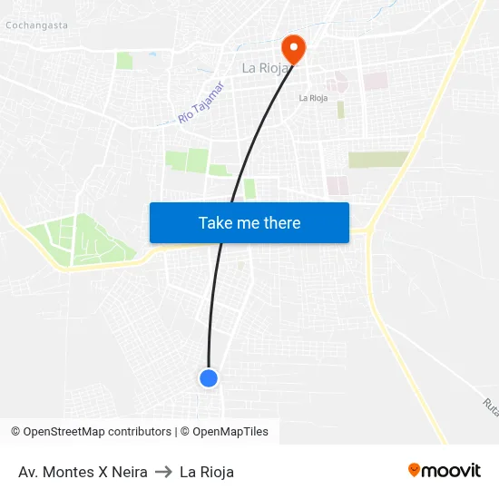 Av. Montes X Neira to La Rioja map